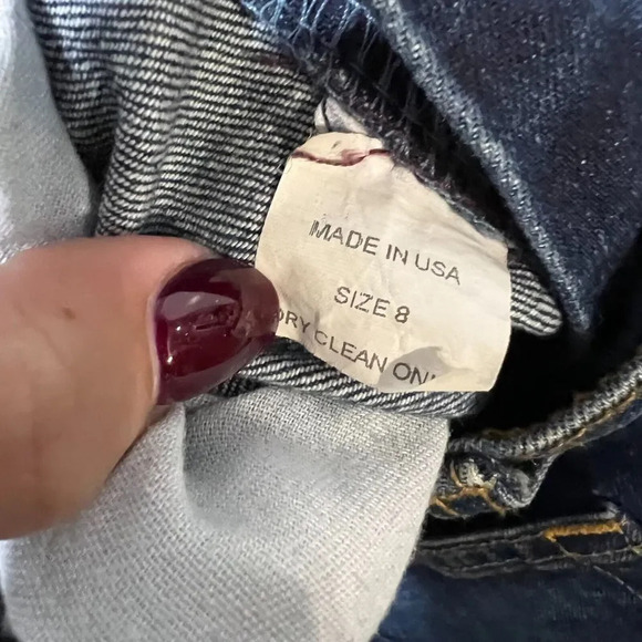 Vtg Y2K Womens Blue Fringe Gems Capri Crop Denim Jeans 8 Hamilton Dungaree - Picture 12 of 13